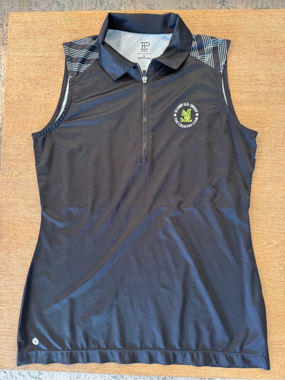 Black Sleeveless Golf Polo with 22nd U.S. Open Country Club Crest